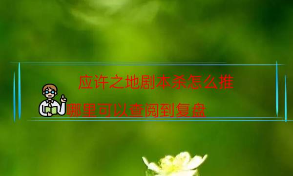 應許之地劇本殺怎么推-哪里可以查閱到復盤